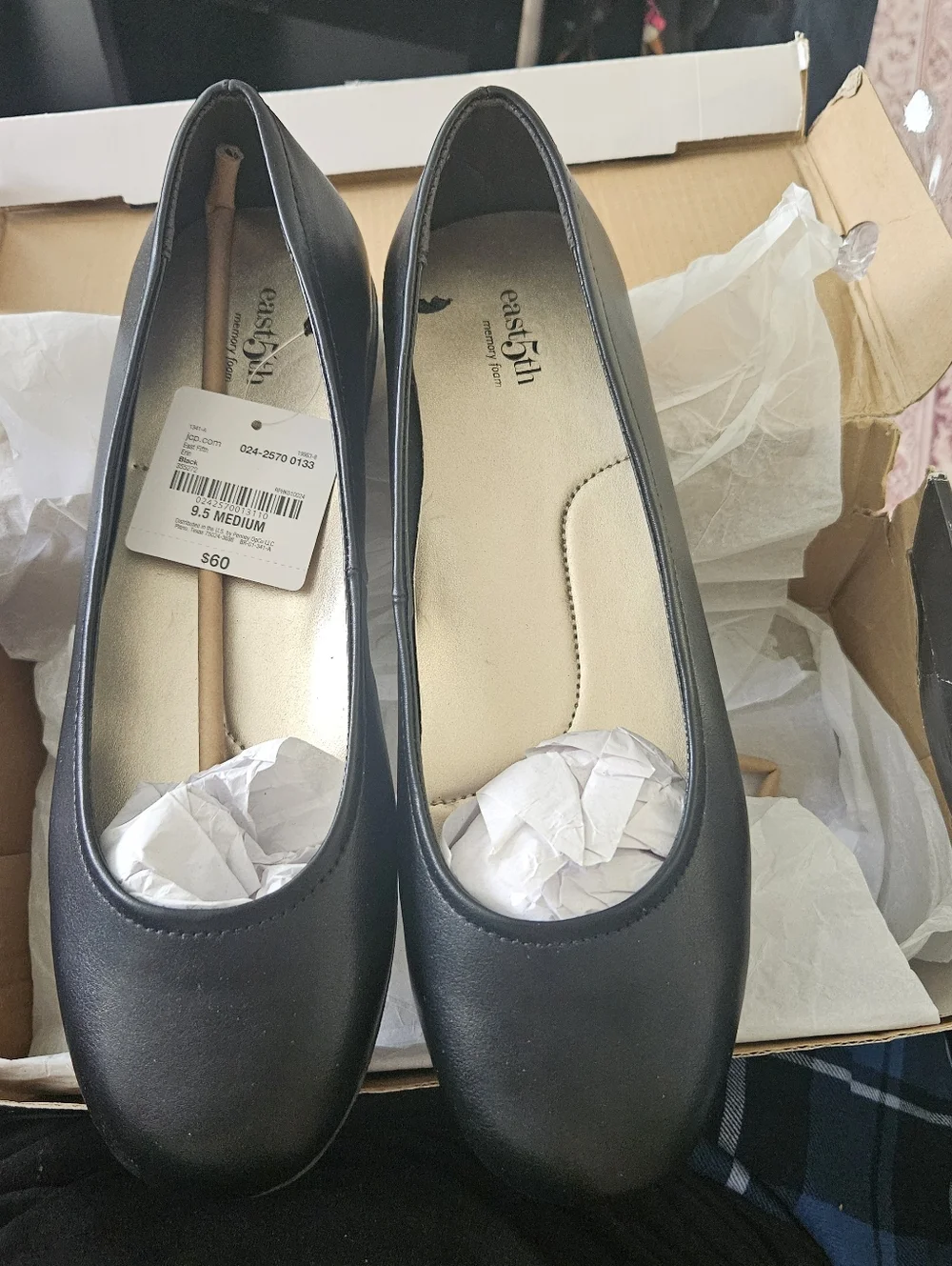 East 5th Erin Womens Round Closed Toe Ballet Flats SIZE 9.5 Black